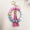 Handmade Marble Pattern Silicone Bead Keychain - Single-Color